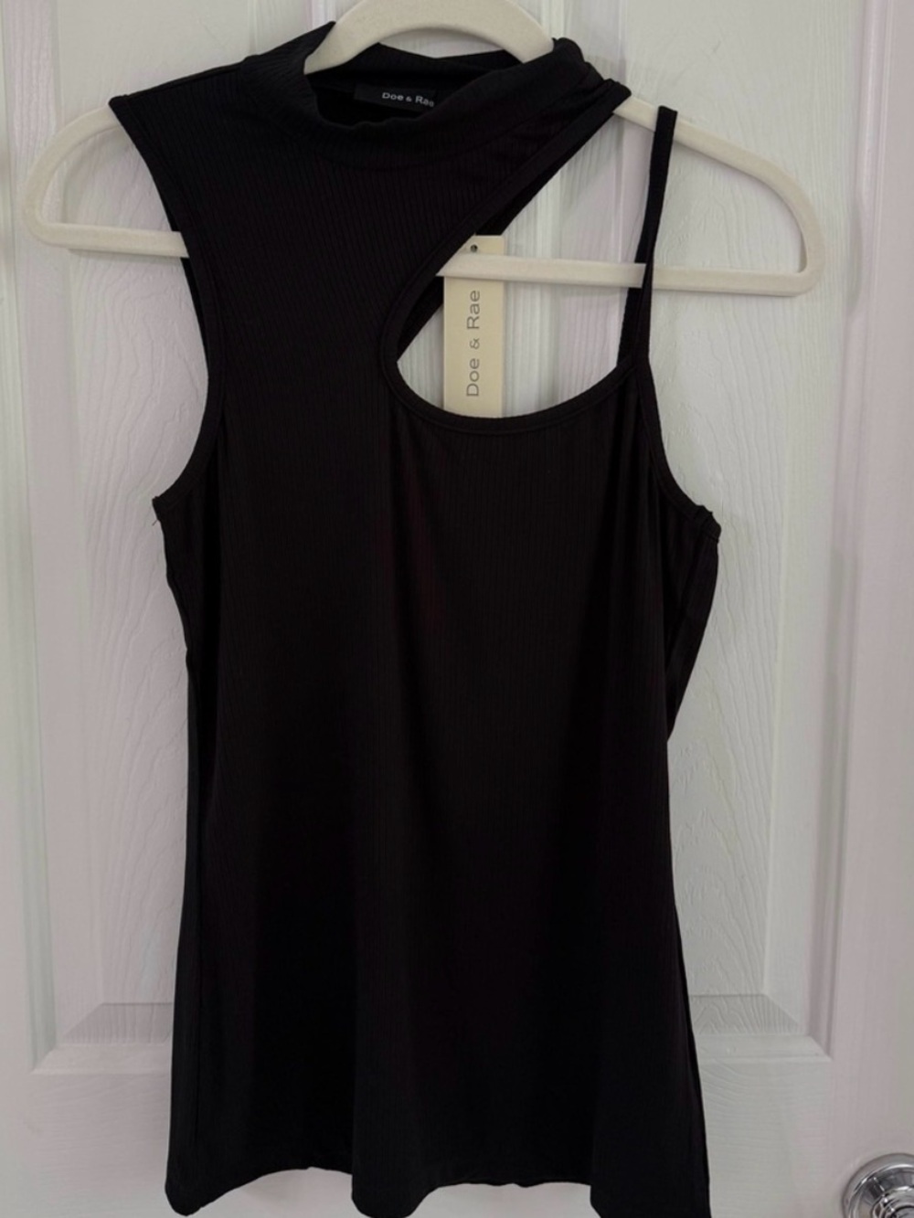 Black Sleeveless Tank with mock neck.